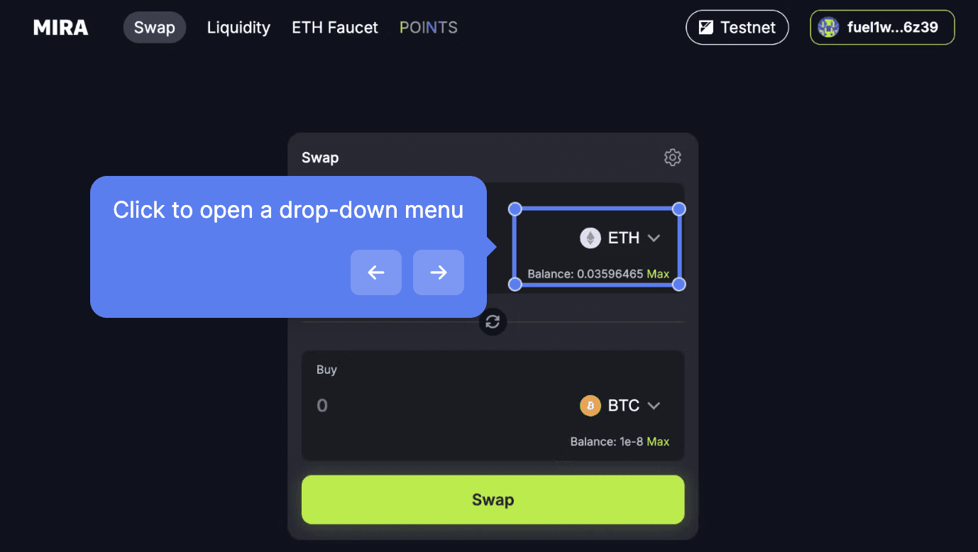 Mira How to Swap Step 2